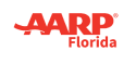 A red logo that says aarp florida.