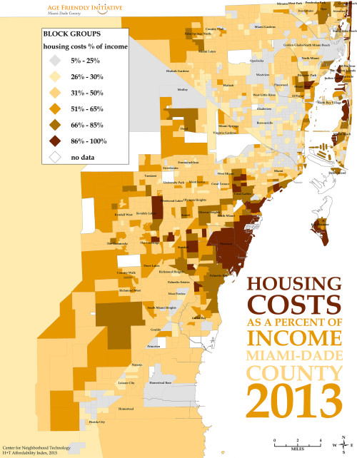 A map of housing costs in miami-dade county.
