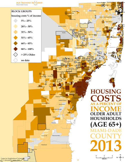 A map of housing costs in the older adult households.