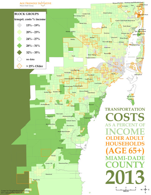 A map of the cost of living in miami-dade county.